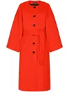 Dolce & Gabbana Belted Single-breasted Coat In Orange