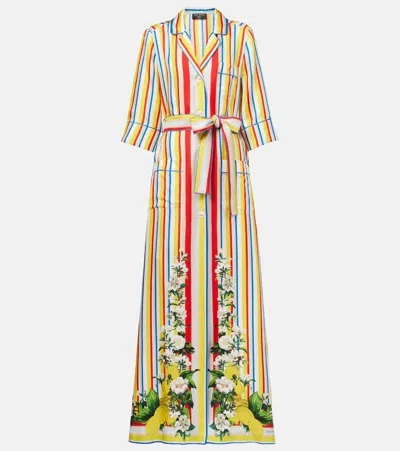 Dolce & Gabbana Belted Striped Silk Shirt Dress In Multi