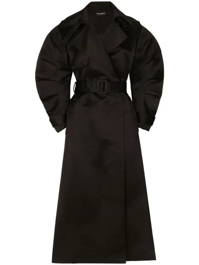 Dolce & Gabbana Belted Trench Coat In Black