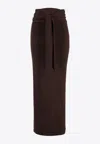 Dolce & Gabbana Belted Virgin-wool Blend Maxi Skirt In Brown