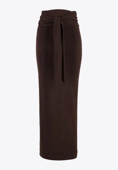 DOLCE & GABBANA BELTED VIRGIN-WOOL MAXI SKIRT