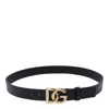 Dolce & Gabbana Lux Leather Belt With Logo Buckle In Black