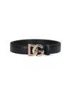 Dolce & Gabbana Dg Logo Leather Belt In Black