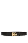 Dolce & Gabbana Black Belt With Buckle Closure And Interwoven Design In Leather Man In Black