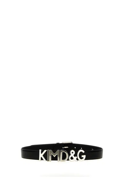 Dolce & Gabbana Kim Dolce&gabbana Logo-plaque Buckle Belt In Black