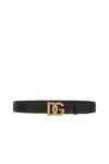 Dolce & Gabbana Black Belt With Buckle Closure And Interwoven Design In Leather Man In Black