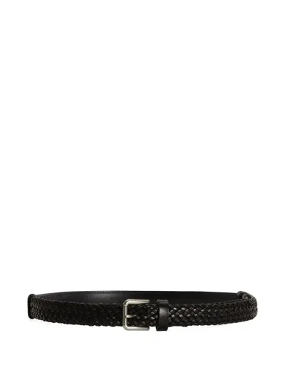 Dolce & Gabbana Black Woven Leather Belt