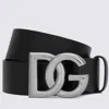 Dolce & Gabbana Black Calf Leather Belt With Logo Buckle In Black