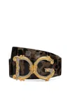 Dolce & Gabbana Barocco Leather Belt Gold-tone Buckle In Brown