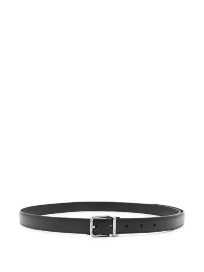 Dolce & Gabbana Black Leather Belt In Nero/rutenio