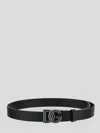 Dolce & Gabbana Black Belt With Buckle Closure And Interwoven Design In Leather Man In Nero/rut.ultr.black