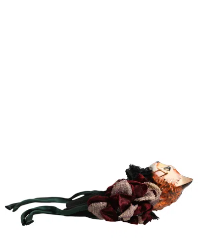 Dolce & Gabbana Bengal Cat Silk Velvet Headband In Multicolor