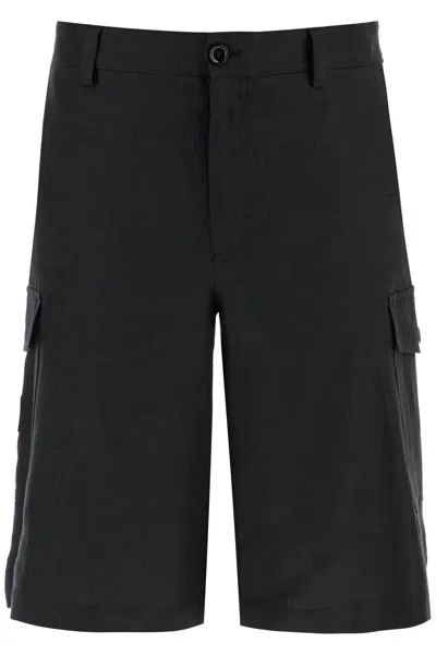Dolce & Gabbana Bermuda Cargo In Lino In Black