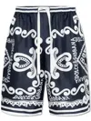 Dolce & Gabbana Dolce&gabbana Silk Bermuda With Navy Print In Black