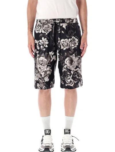 Dolce & Gabbana Bermuda Flowert In Black Fiori
