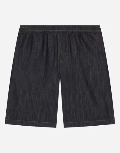 Dolce & Gabbana Bermuda In Denim Con Logo Dg In Variante Abbinata