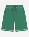 Dolce & Gabbana Logo-embroidered Jersey Track Shorts In Verde Scuro