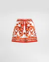 Dolce & Gabbana Shorts In Cotone Arancione Con Stampa Grafica Dolce E Gabbana In Orange