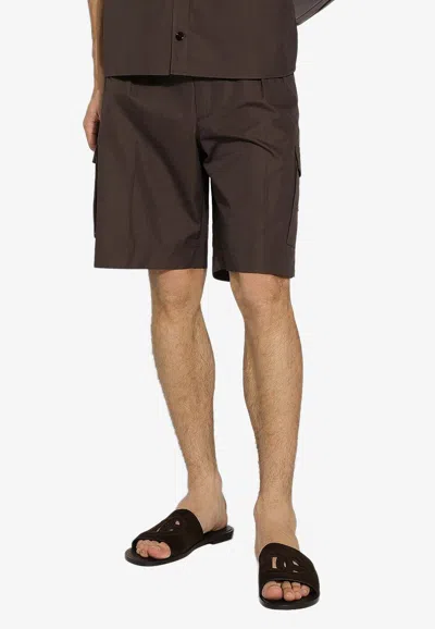Dolce & Gabbana Bermuda Poplin Shorts In Brown
