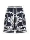 Dolce & Gabbana Dolce&gabbana Silk Bermuda With Navy Print In Dg Marina Blu
