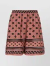 Dolce & Gabbana Pink Bermuda Shorts With Dg Logo Printed All-over In Silk Woman