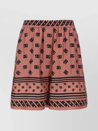DOLCE & GABBANA BERMUDA SHORTS IN SILK WITH STRIPED HEM
