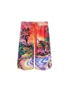 Dolce & Gabbana Silk Bermuda Shorts With Hawaian Print In Multi