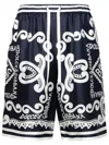 DOLCE & GABBANA BERMUDA SHORTS NAVY SILK JOGGERS