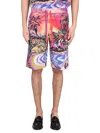 Dolce & Gabbana Silk Bermuda Shorts With Hawaian Print In Multi