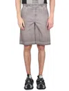 Dolce & Gabbana Bermuda Shorts With Logo Plaque In Grey