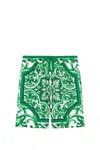 Dolce & Gabbana Majolica-print Drawstring Shorts In Green