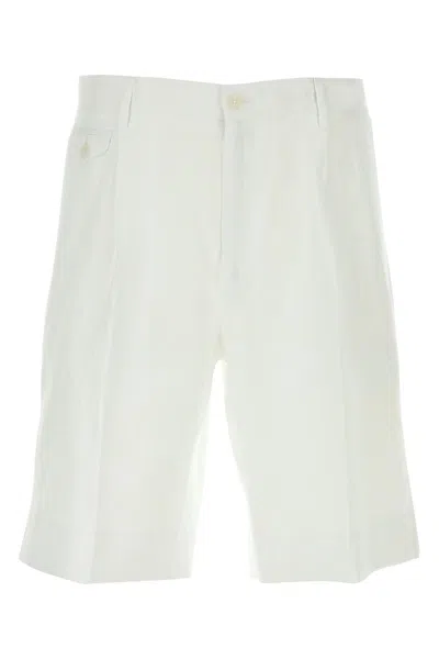 Dolce & Gabbana Man White Linen Bermuda Shorts