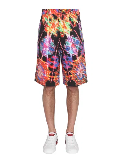 Dolce & Gabbana Bermuda With Luminary Print In Multicolor