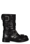 Dolce & Gabbana Women Black Ankle Boots With All-over Buckles In Leather Woman In Black