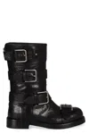 Dolce & Gabbana Black Leather Boots With Straps In Multi