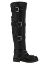 Dolce & Gabbana Bernini Buckled Crinkled-leather Over-the-knee Boots In Black