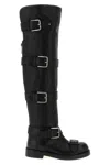 Dolce & Gabbana Bernini Buckled Crinkled-leather Over-the-knee Boots In Black