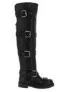 Dolce & Gabbana Bernini Buckled Crinkled-leather Over-the-knee Boots In Black