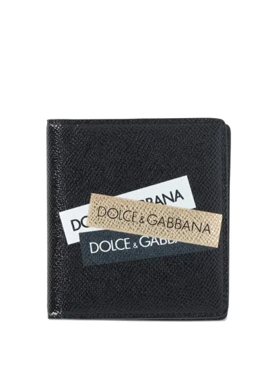 Pre-owned Dolce & Gabbana Bi-fold Leather Wallet In Black