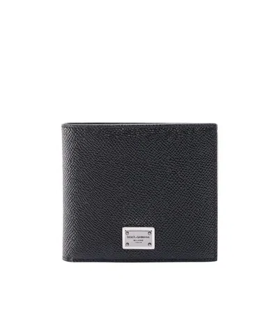 Dolce & Gabbana Bi-fold Leather Wallet In Black