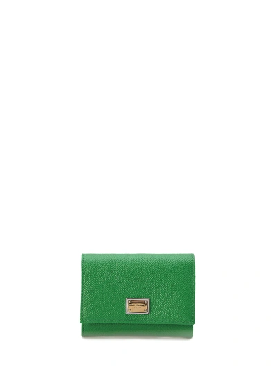 Dolce & Gabbana Bi-fold Wallet In Leather In Green