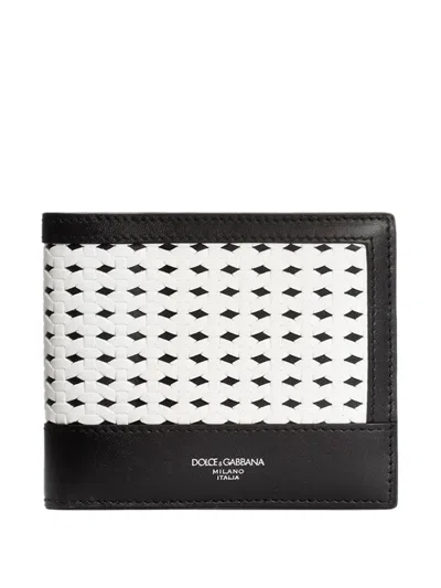 Dolce & Gabbana Bi-fold Woven Wallet In Black