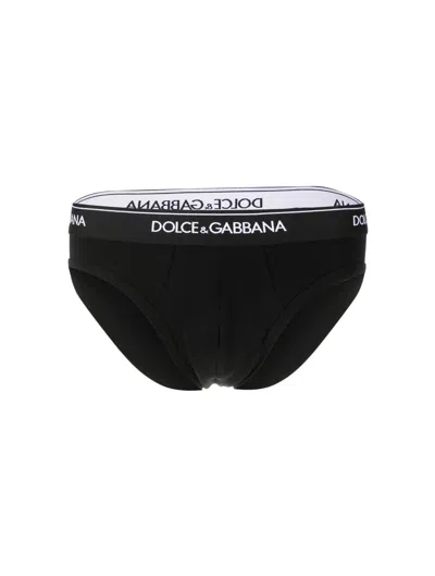 Dolce & Gabbana Bi-pack Cotton Stretch Medium Slip In Black
