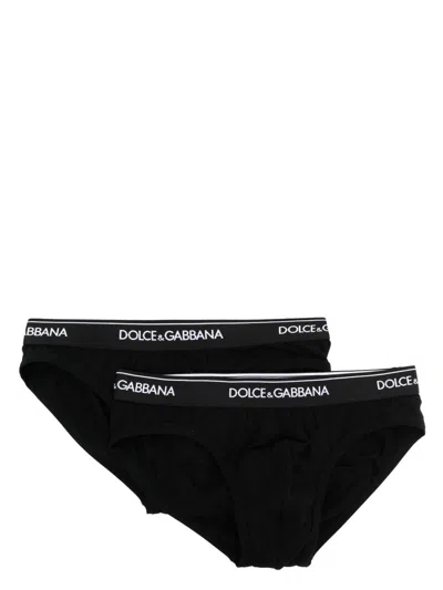 Dolce & Gabbana Bi-pack Logo Briefs In Black