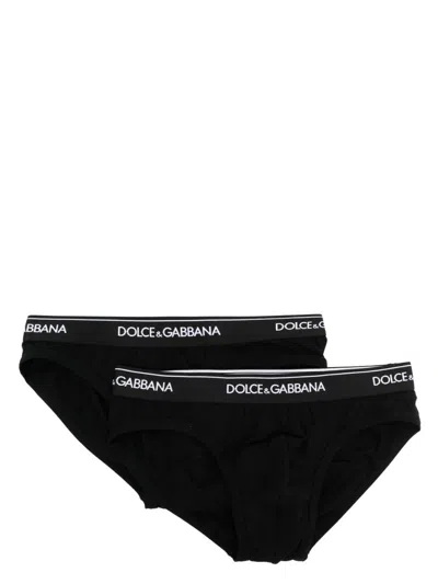 Dolce & Gabbana Bi-pack Logo Briefs In Black  