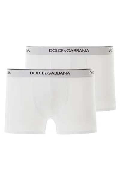 Dolce & Gabbana Bi-pack Underwear Boxer In Bianco Ottico