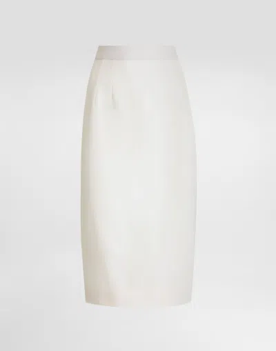 Dolce & Gabbana Bi-stretch Twill Pencil Skirt In White
