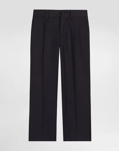 Dolce & Gabbana Kids' Bi-stretch Twill Trousers In Blue