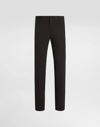 Dolce & Gabbana Bi-stretch Wool Canvas Trousers In Gray