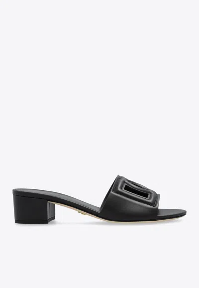 Dolce & Gabbana Bianca 40 Calf Leather Mules In Black